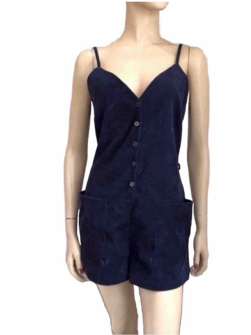 Nectar Navy Button-Front Romper with Pockets - Women